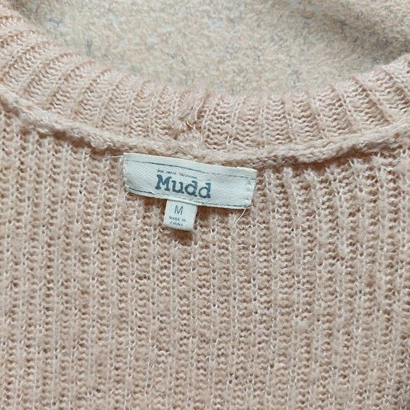 Mudd Women's Medium Light Pink Long Cardigan Duster Hooded Sweater Y2K - Picture 2 of 5